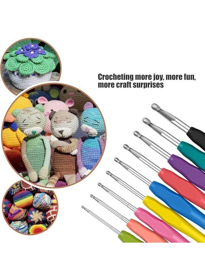 Professional Aluminum Crochet Hooks Set - 9 Pcs (0.5mm – 2.5mm), Ergonomic Non-Slip Handle, Lightweight and Easy to Use, Suitable for All Skill Levels for Beginners and Professionals, Multicolor - Image 2